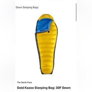 The North Face Gold Kazoo Sleeping Bag: 30F Down max user height 6ft